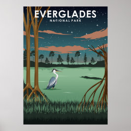 Póster Afiche de viaje del Parque Nacional Everglades