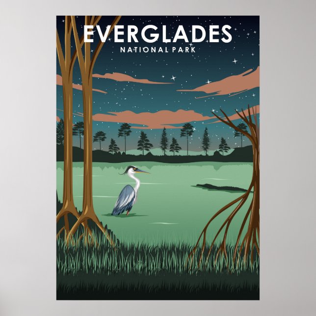 Póster Afiche de viaje del Parque Nacional Everglades (Frente)