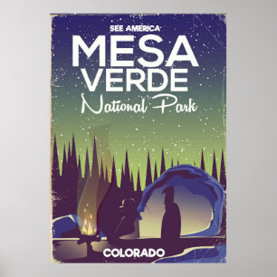 Póster Afiche de viaje del Parque Nacional Mesa Verde