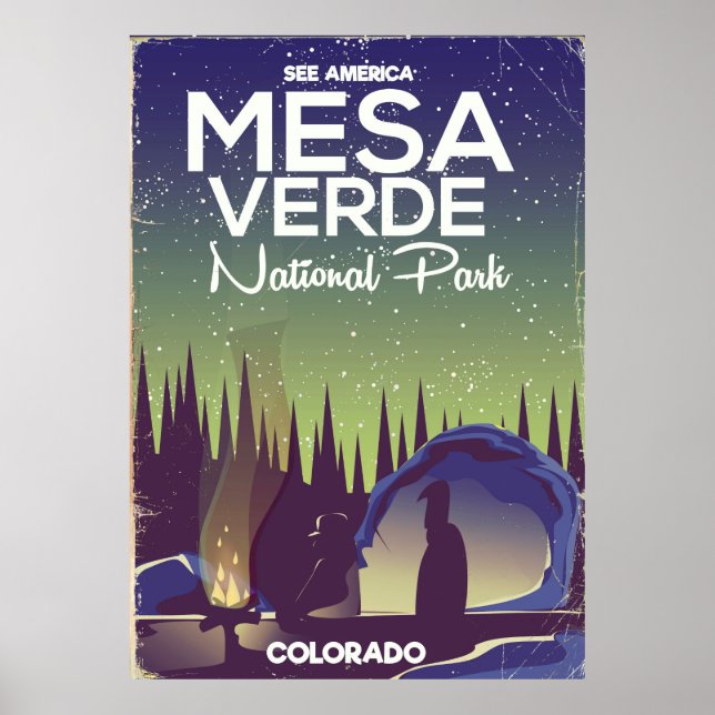 Póster Afiche de viaje del Parque Nacional Mesa Verde (Frente)