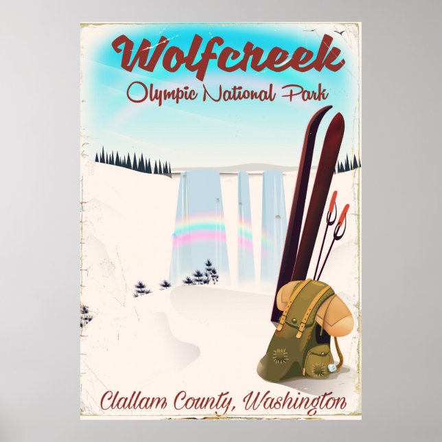 Póster Afiche de viaje del Parque Nacional Olímpico Wolf  (Frente)