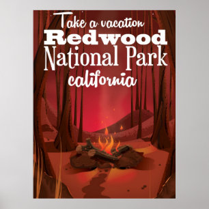 Póster Afiche de viaje del Parque Nacional Redwood, Calif