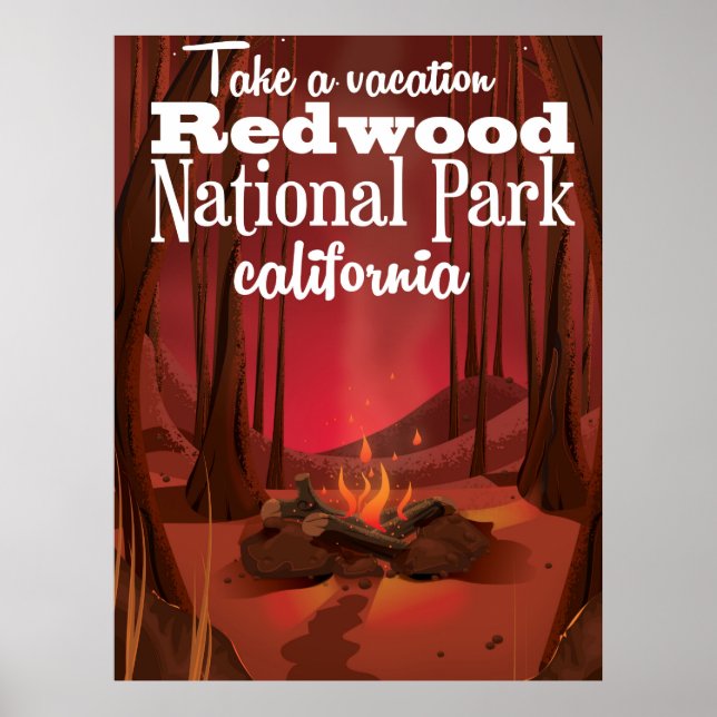 Póster Afiche de viaje del Parque Nacional Redwood, Calif (Frente)