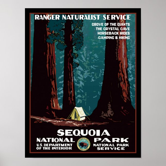 Póster Afiche de viaje del Parque Nacional Sequoia (Frente)