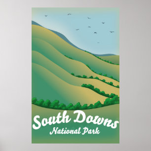 Póster Afiche de viaje del Parque Nacional South Downs
