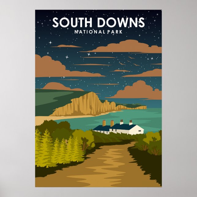 Póster Afiche de viaje del Parque Nacional South Downs (Frente)