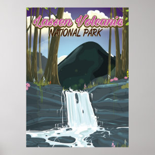 Póster Afiche de viaje del Parque Nacional Volcánico de L