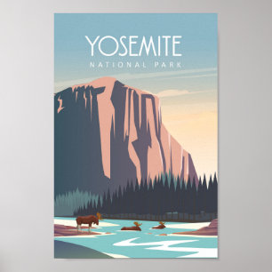 Póster Afiche de viaje del Parque Nacional Yosemite