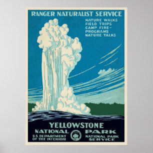 Póster Afiche de viaje del Parque Yellowstone Vintage