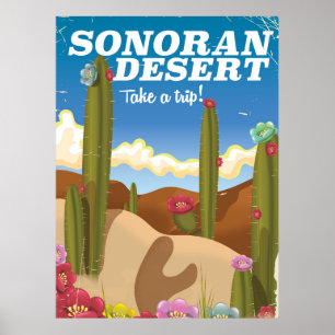 Póster Afiche de viaje del Personalizado de cactus del de
