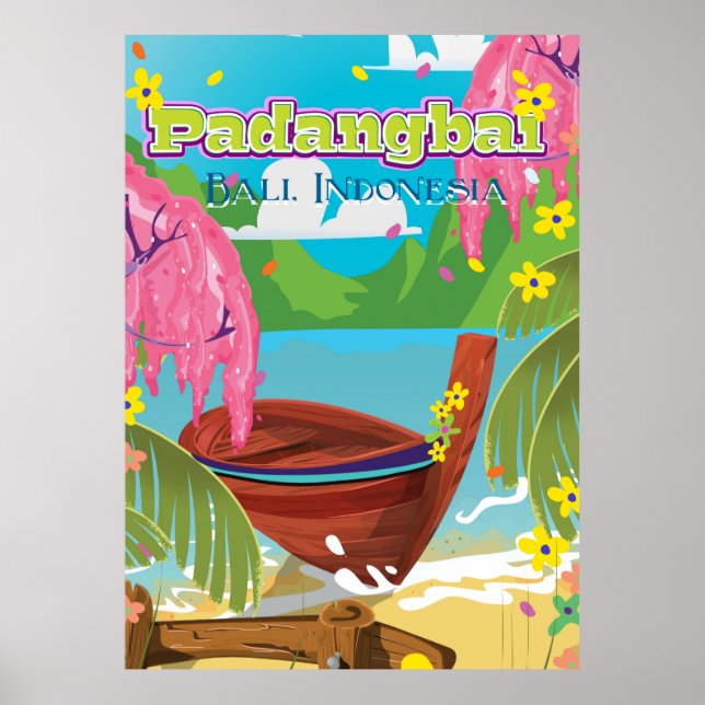 Póster Afiche de viaje del personalizado de Padangbai. (Frente)