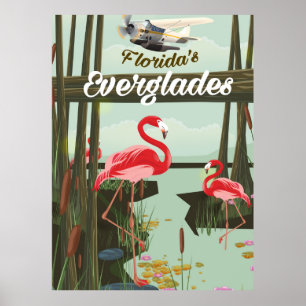 Póster Afiche de viaje del personalizado Everglades de Fl