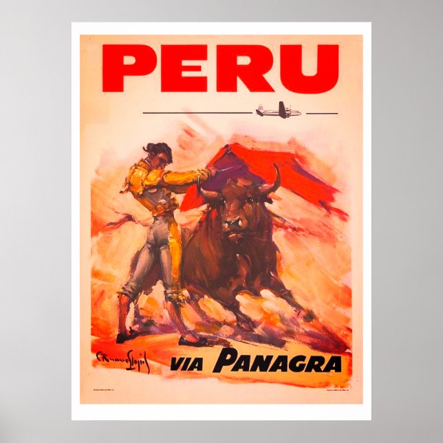 Póster Afiche de Viaje del Perú (Frente)