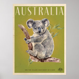 Póster Afiche de viaje del pintor australiano Koala