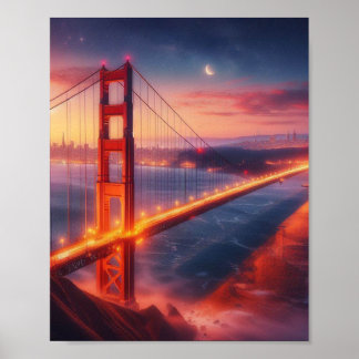 Póster Afiche de viaje del puente Golden Gate