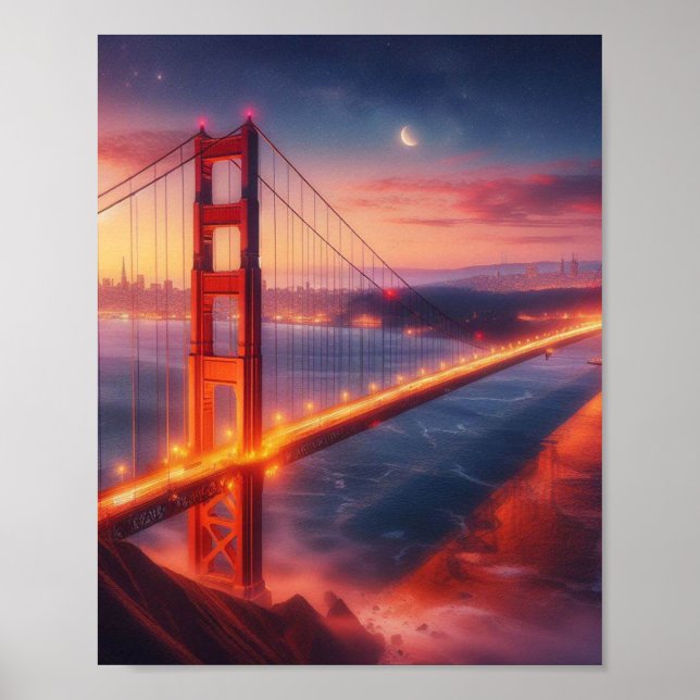 Póster Afiche de viaje del puente Golden Gate (Frente)