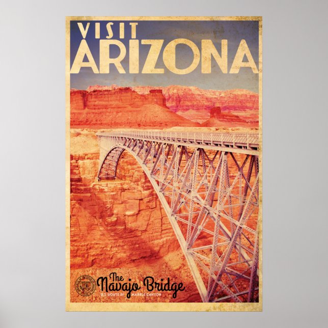 Póster Afiche de viaje del puente Navajo de Arizona (Frente)