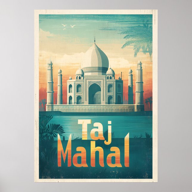 Póster Afiche de viaje del Taj Mahal India (Frente)