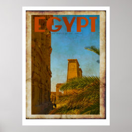 Póster Afiche de viaje del templo egipcio vintage
