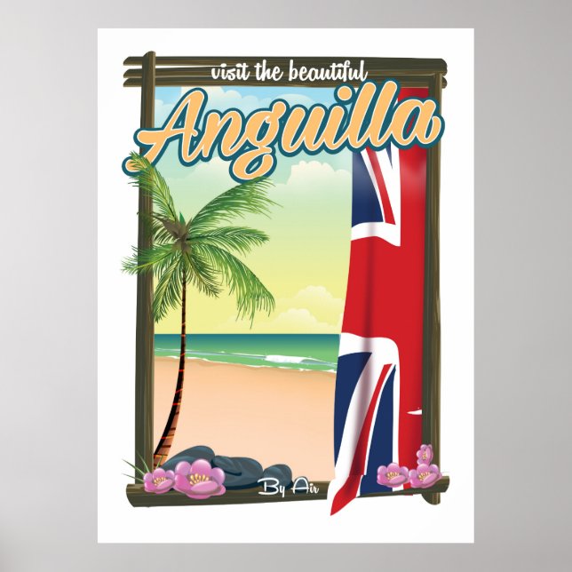 Póster Afiche de viaje del Territorio Británico de Anguil (Frente)