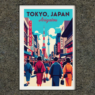 Póster Afiche de viaje del Tokio Japón de los años 1960