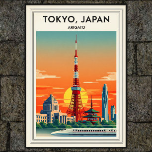 Póster Afiche de viaje del Tokio Japón de los años 1960