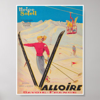 Póster Afiche de viaje del Valloire France Retro Vintage 