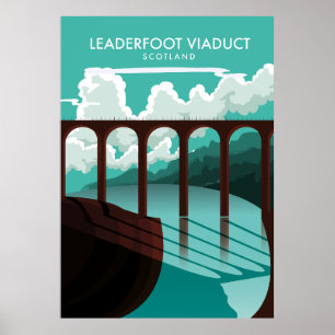 Póster Afiche de viaje del Viaducto Leaderfoot Scotland