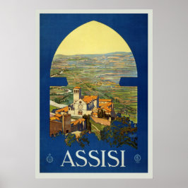 Póster Afiche de Viaje del Viaje del Viejo Asís, Italia