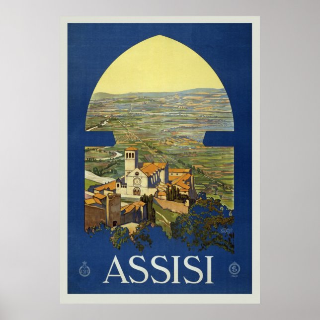 Póster Afiche de Viaje del Viaje del Viejo Asís, Italia (Frente)
