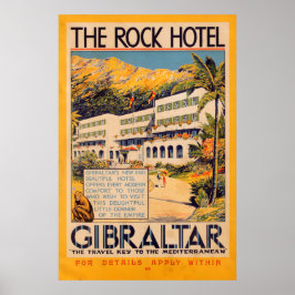 Póster Afiche de Viaje del Viejo Hotel The Rock Británico