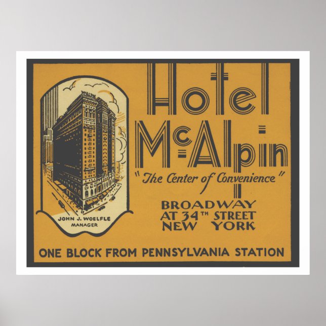 Póster Afiche de viaje del Vintage Hotel McAlpin (Frente)