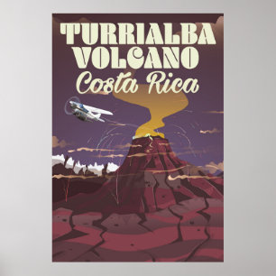 Póster Afiche de viaje del volcán Turrialba Costa Rica