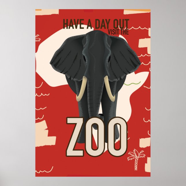 Póster afiche de viaje del zoológico de vintage (Frente)