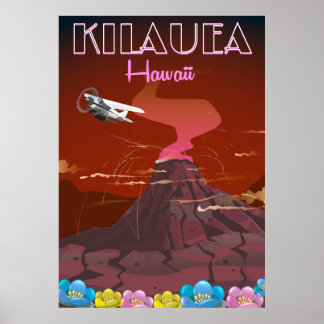 Póster Afiche de viaje en avión de Kilauea Hawaii
