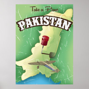 Póster Afiche de viaje en avión de Pakistán