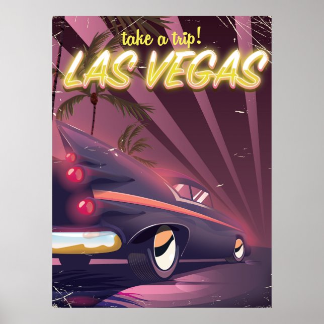 Póster Afiche de viaje en coche del Clásico de Las Vegas (Frente)