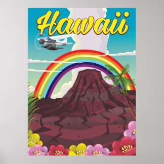 Póster Afiche de viaje en el arco iris de Hawái