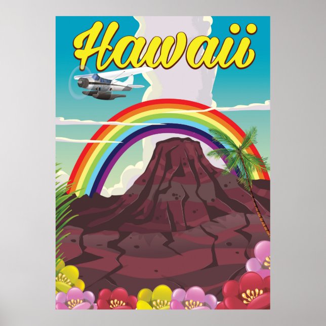 Póster Afiche de viaje en el arco iris de Hawái (Frente)