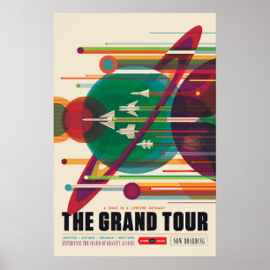 Póster Afiche de viaje en el espacio retro - Grand Tour d