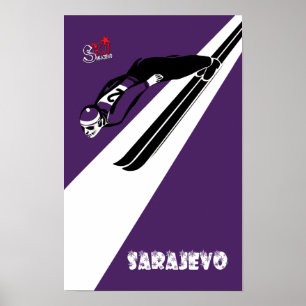 Póster Afiche de viaje en invierno de Sarajevo