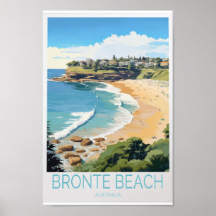 Póster Afiche de viaje en la playa de Bronte - Asombrosa 