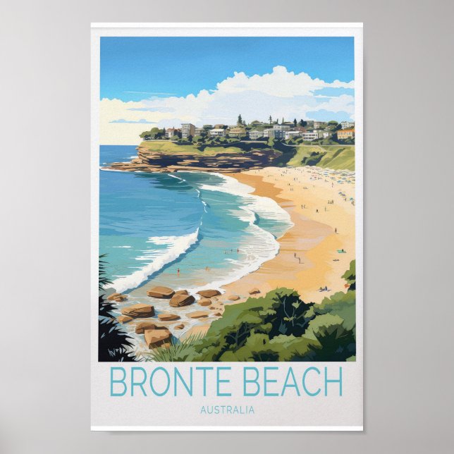 Póster Afiche de viaje en la playa de Bronte - Asombrosa  (Frente)