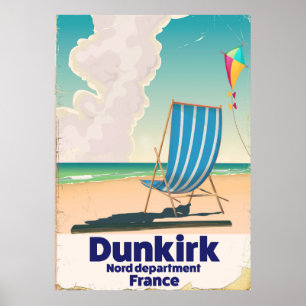 Póster Afiche de viaje en la playa de Dunkirk