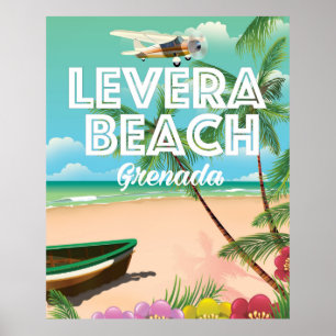 Póster Afiche de viaje en la playa de Granada levera