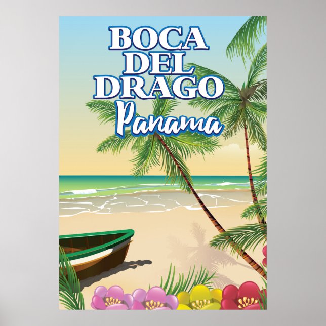 Póster Afiche de viaje en la playa de Panamá de Boca del  (Frente)