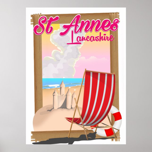 Póster Afiche de viaje en la playa de St Annes, Lancashir (Frente)