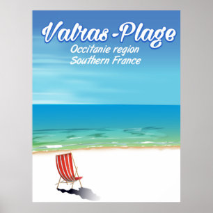 Póster Afiche de viaje en la playa de Valras-Plage France