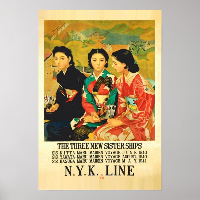 Póster Afiche de viaje en línea de cruceros japoneses de  (Frente)