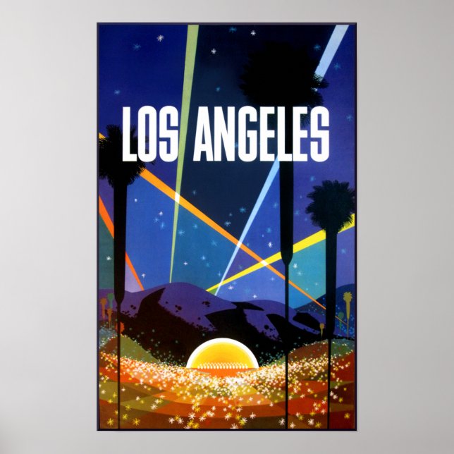 Póster Afiche de viaje en Los Ángeles, California. (Frente)
